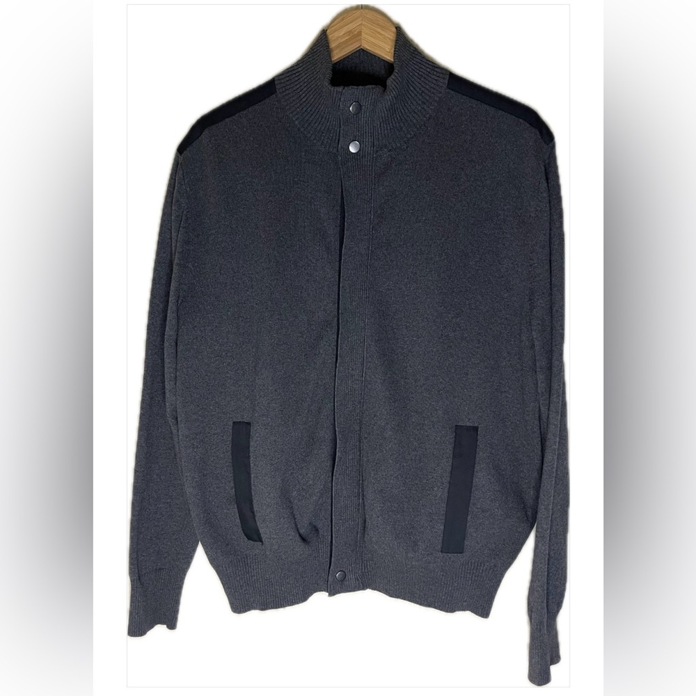 Viyella Men’s Size L knitwear Jacket with Full zipper front 100% Cotton Gray